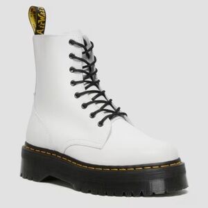 Dr. Martens White and Black Lace Up Boots 8-Eye Design